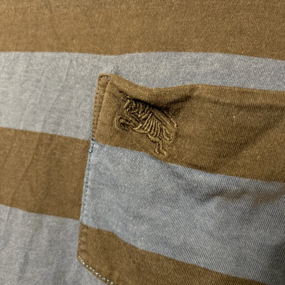 Vintage Burberry Striped Blue & Navy Pocket Tee - Mens XL image 3
